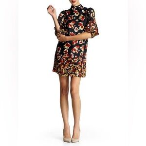 Aryn K Drop Waist Ruffle Mini Dress